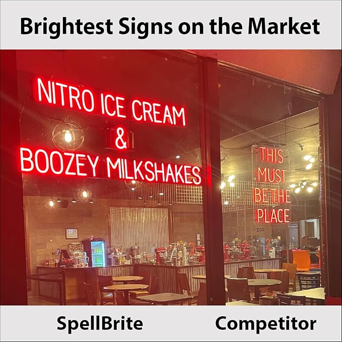 SpellBrite COCKTAILS Sign | Beer-Related Sign with Neon Look, White LED Light Source | 33.1" x 6.3"