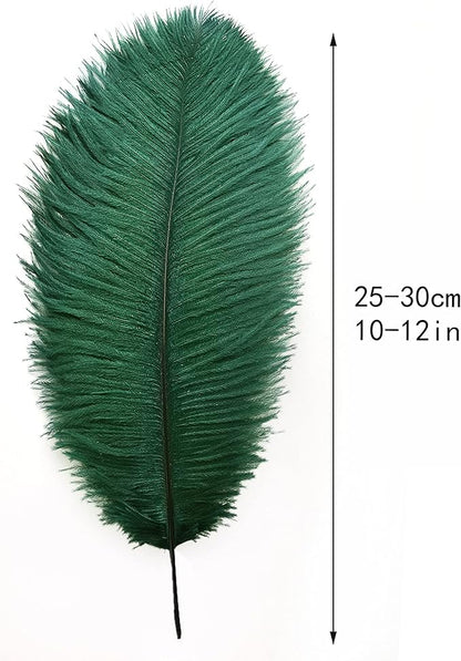 Ballinger Blackish Green Ostrich Feathers Bulk- 24pcs 10-12inch for Wedding Party Centerpieces Christmas Decor