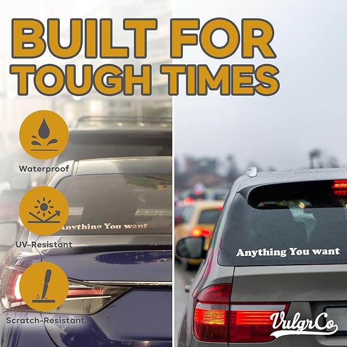 VulgrCo Custom Windshield Sticker, Create Your Own Custom Vinyl Decals for Cars, Long-Lasting Front Windshield Decals for Trucks, Fade Resistant & Weatherproof Windshield Stickers