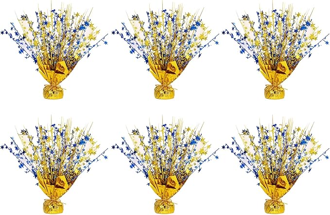 6 Pack Star Table Centerpieces for Party, Birthday Table Decorations for Kids Adults, Party Centerpieces for Tables for Wedding Baby Shower Graduation Holiday Event (Gold NavyBlue)