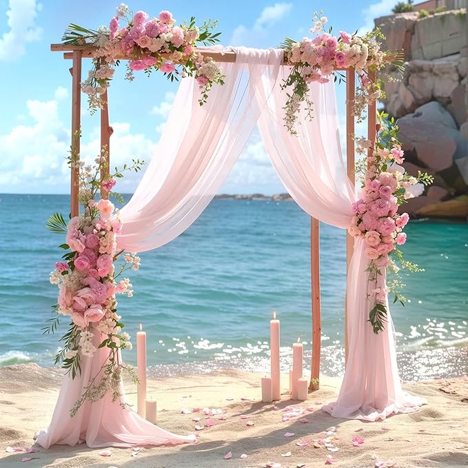 Wedding Arch Draping Fabric, 1 Panel 28" x 19Ft Blush Arch Drapes Sheer Backdrop Curtain for Wedding Ceremony Party Ceiling Decor