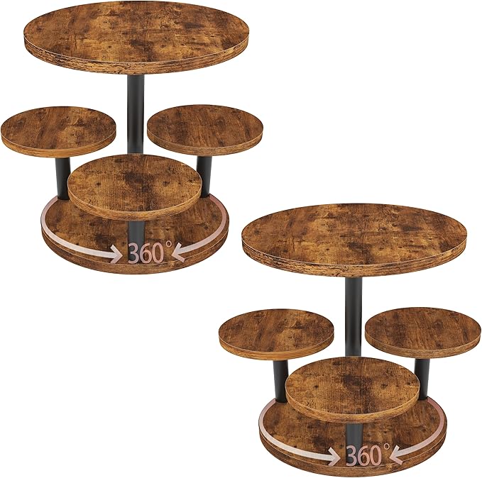 Cupcake Stand, 2 Pack Rotatable Cupcake Stand for 50 Cupcakes, Wood Cake Stand Cupcake Tower, Rustic Dessert Table Display Set Tiered Tray Stand, Round Serving Tray for Party Wedding Birthday