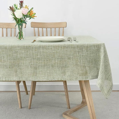 maxmill Flaxy Faux Linen Table Cloth with 2-Tone Slubby Texture Wrinkle Free Anti-Shrink Soft Tablecloth Decorative for Kitchen Dining Tabletop Outdoor and Indoor Use Rectangle 60 x 104 Inch Sage