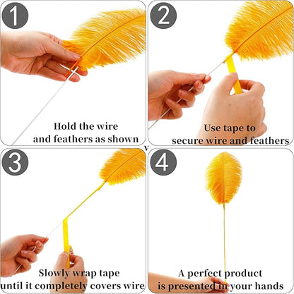 Holmgren Ostrich Feather for Centerpieces - 20pcs Making Kit 22 Inch Gold Ostrich Feathers for Vase, Floral Arrangement, Wedding Party Home Decorations (Luxury Gold)