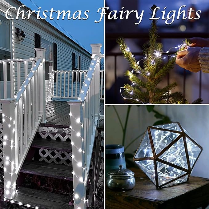 2 Pack 20FT 60LED Battery Operated Fairy Lights with Timer, Waterproof Battery String Lights Outdoor Indoor, Battery Twinkle Light for Bedroom Wedding Birthday Party Chirstmas (Cool White)