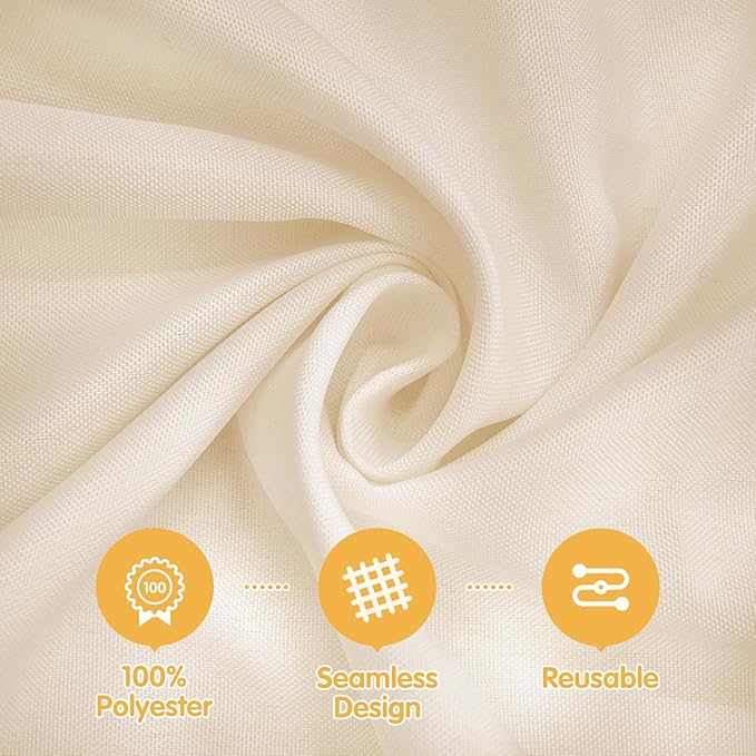 BRILLMAX 4 Pack Beige Round Tablecloths 108 Inch - Circle Bulk Linen Polyester Fabric Washable Table Cloth Cover for Wedding Reception Banquet Birthday Party Buffet Restaurant
