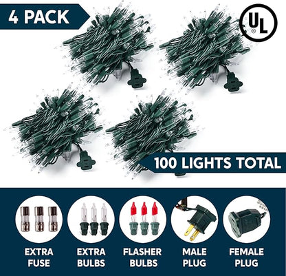 Joiedomi Clear Christmas String Lights Indoor,400(4x100) Mini Warm White Fairy Light,85.6 FT Lighting Decor for Patio Dorm Classroom Bedroom Holiday Wedding Party Garland Birthday Festival,Green Wire