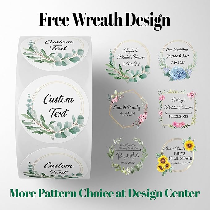 150 Custom Circle/Square BOPP Roll Labels- Personalized Stickers for Business Logo, Party, Wedding Favor, Baby Shower-Any Design Text + Image, Matte/Gloss Finish (2.5 Inch Circle)