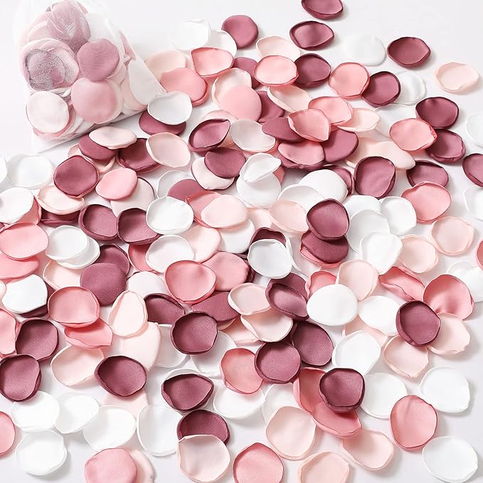 Serwalin 500Pcs Silk Pink Rose Petals Flower Petals for Weddings Proposal Peach Pink Petals for Flower Girl Basket Wedding Aisle Table Runner Bridal Shower Party Table Decor (5 Color Mixes)
