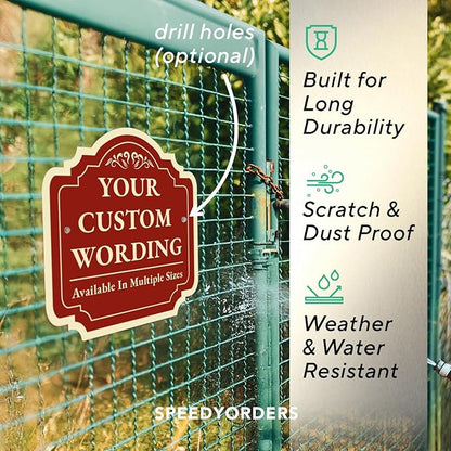 Custom Decorative Outdoor Metal Sign: Personalized Aluminum Design - Driveway Red Brick 8x8 In - Waterproof, Made In USA