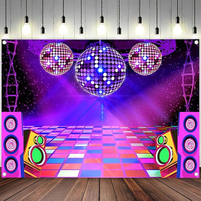 Dance Party Backdrop Retro 80s 90s Theme Stage Dance Ball Music Birthday Party Decoration DJ Photography Background 15 x 10 ft for Baby Shower Picture Photo Shoot Polyester Fabric, Red