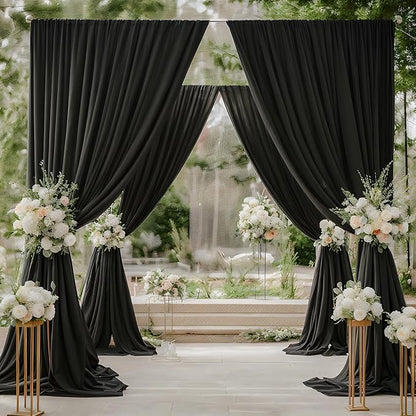 50ft x 15ft White Wrinkle Free Backdrop Curtain for Wedding Party, Silky Polyester Fabric Drapes Backdrop, 10 Panels 15ft Photo Back Drop Curtains for Baby Shower Photography Stage Background Cloth