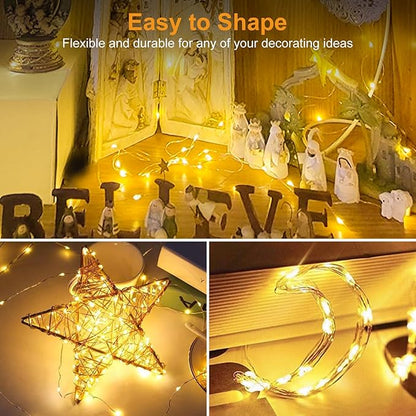 btfarm 30 Pack Fairy Lights Battery Operated [3 Modes], 7ft 20 Led Twinkle Lights String Lights Waterproof Bulk Small Mini Silver Wire for Christmas Mason Jars Wedding Table Centerpiece, Warm White