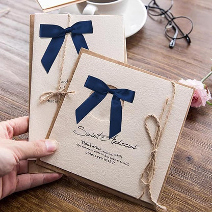 50Pcs Navy Blue Twist Tie Bows for Gift Wrapping 2.5" Satin Ribbon Bow for Treat Bags Cake Balloons Birthday Party Favors Wedding Decorations