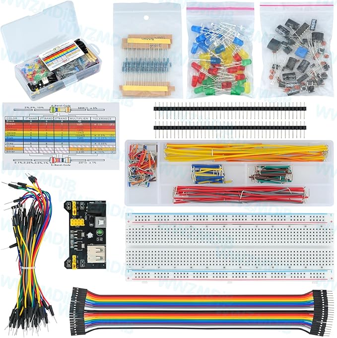 WWZMDiB 438 Pcs Electronics Breadboard Kit Beginner Starter Kit Compatible with Arduino,STM32,Raspberry Pi