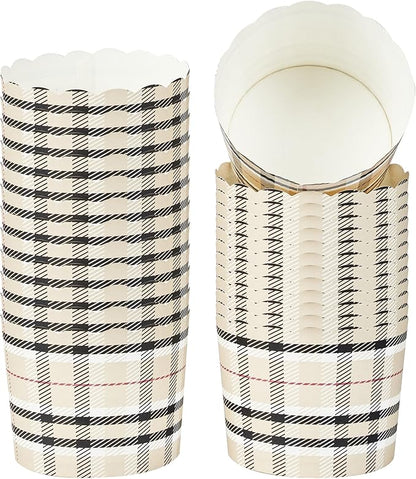 Panificio 6 Ounce Cupcake Wrappers, 200 Scalloped Baking Cups - Oven-Ready, Greaseproof, Plaid Paper Cupcake Liners, Disposable, For Birthdays, Baby Showers, Or Weddings - Restaurantware
