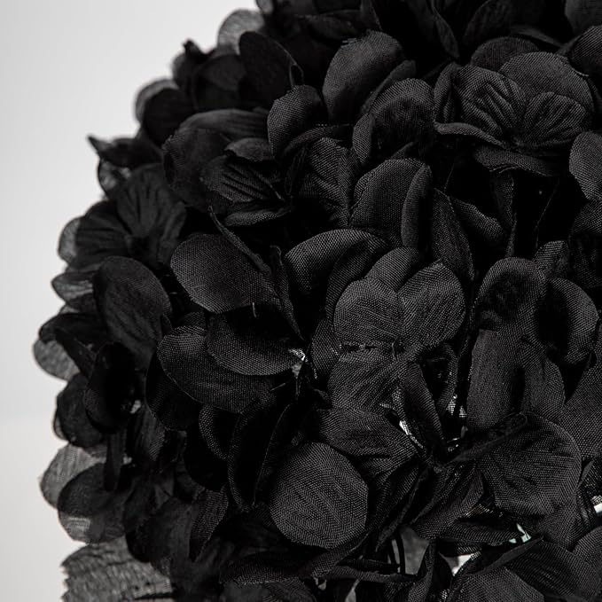 Hollyone Hydrangea Fall Flowers Artificial for Decoration with Glass Vase Black Silk Faux Flowers Arrangements in Vase with Faux Water Fake Floral Bouquet Table Centerpiece Fall Decorations for Home