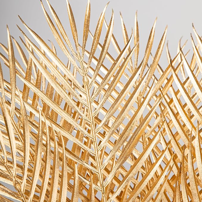 29” Large Gold Palm Leaves Palm Fronds Tropical Leaves Areca Palm Branches Artificial Palm Leaves with Stem Golden Palm Tree Leaves Faux Palm Leaves for Floral Arrangement Fake Gold Leaves 12Pcs