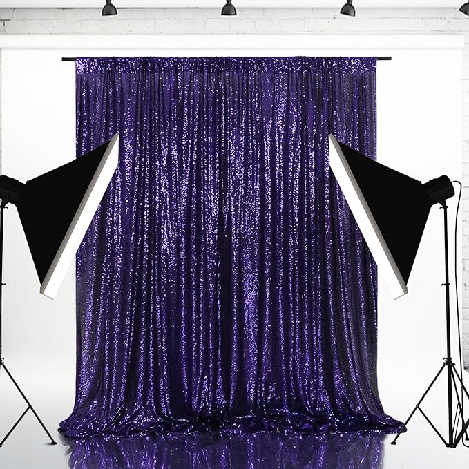 Eternal Beauty Purple Sequin Backdrop, 10x10 Ft Halloween Glitter Background Curtains for Shimmer Photography Party Wedding Birthday Back Drop Decor
