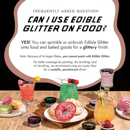 MONÉGASQUE Brown Edible Glitter for Drinks 10g – Halloween Edible Glitter for Cakes & Cocktails – Brown Sprinkles for Food & Cake Decorating – Drink Shimmer Powder Spray Dust for Cocktail Decorations