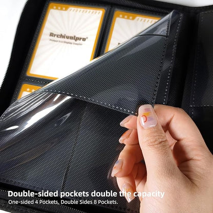 4 Pockets Premium Card Binder 160 Cards Trading Card Binders No Ring Card Storage Display Album(4 Pocket 160 Card Slot,Blue)