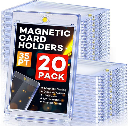 20ct Magnetic Card Holders, 35pt One Touch Card Holder, U-V Protection Hard Plastic Case for Trading Cards, Display Case for Sports, Baseball, Football, Game Cards