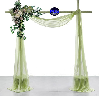 MDS Halloween Chiffon Draping Fabric - 2 Panel, 30" Wide x 30ft Long - Sheer Spooky Arbor & Canopy Drapery for Haunted House Backdrops, Party Ceilings, DIY Costumes & Themed Events - Sage Green