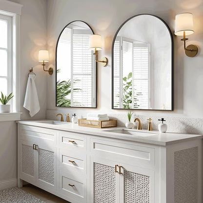 Arched Bathroom Mirror for Wall, Mirror for Vanity,30''x20'' Large Wall Mounted Mirror, Metal Frame (30''x20'', Black)