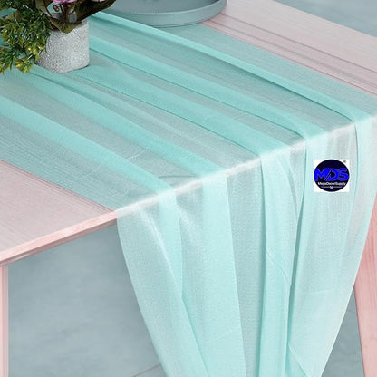 MDS Halloween Chiffon Table Runner - 25 Pack, 29 x 170 Inches, 14ft Each - Sheer Spooky Table Runners for Haunted House Parties, Trick-or-Treat Tables, Witchy Décor, Wedding & Events - Teal