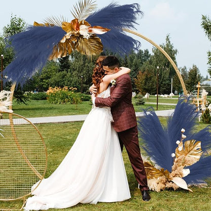 35" Faux Pampas Grass Decor, 8pcs Large Tall Fluffy Artificial Pompous Grass Branches Floral Fake Pompas Grass Bulrush Floor Vase Filler Flower Arrangement for Home Wedding Boho Decor - Blue