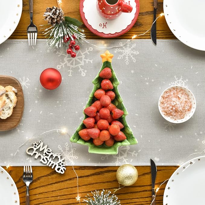 Artoid Mode Grey Snowman Snowflake Let it Snow Christmas Table Runner, Seasonal Winter Kitchen Dining Table Decor for Home Party Indoor 13x120 Inch