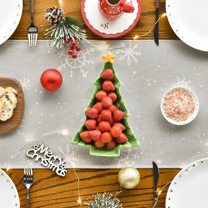 Artoid Mode Grey Snowman Snowflake Let it Snow Christmas Table Runner, Seasonal Winter Kitchen Dining Table Decor for Home Party Indoor 13x90 Inch