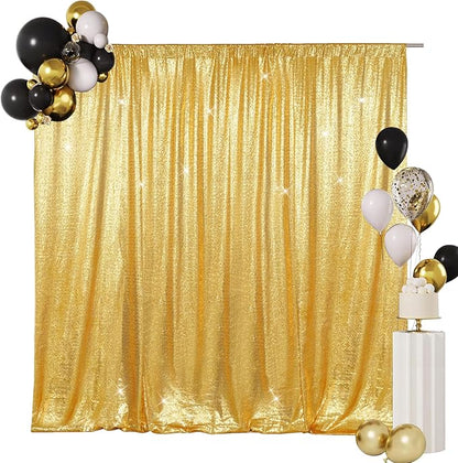 SquarePie Sequin Backdrop Curtain Not See Through Background for Wedding Party 6FT x 8FT Gold