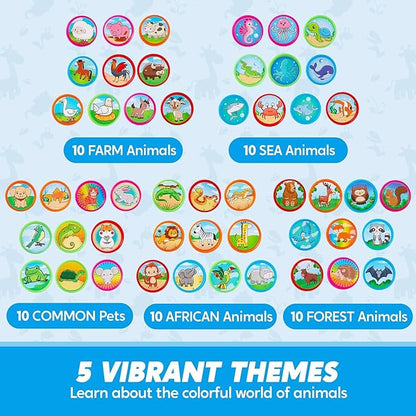 JOYIN 50 Pcs Animal Stamps for Kids, with 50 Different Designs, Farm,Sea Animals,Stamps for Crafting, Prize Box Toys for Classroom, Kids Party Favor, Goodie Bag, Halloween, Christmas