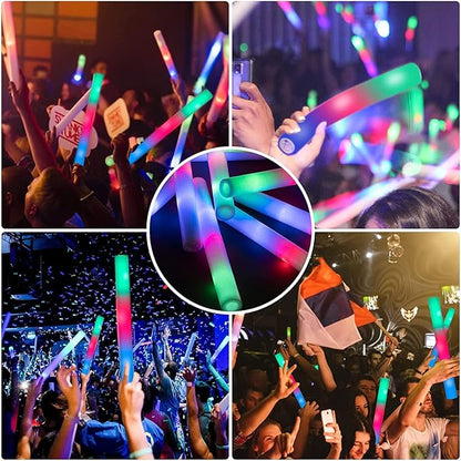 174 Pack LED Foam Glow Sticks, Glow Stick Bulk Party Pack with 3 Modes Colorful Flashing, Glow in Dark Party Supplies for Wedding, Raves, Concert, Camping