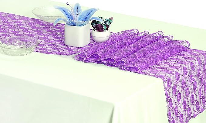 MDS Pack of 12 Wedding 12 x 108 inches Satin Table Runner for Wedding, Decorations for Birthday Parties, Banquets, Graduations, Engagements, Runners fit Rectangle, Round Table- Lavender