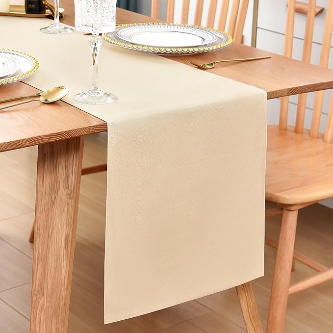 Farmhouse Beige Table Runner Dining Table Runners 72 Inches Long Coffee Table Runner for Dresser Living Room Bedroom Holiday Party Banquet 12X72 Inch