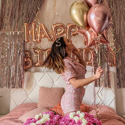 PartyWoo Foil Curtain 2 pcs, 3.3x6.6 ft Metallic Brown Tinsel, Foil Fringe Curtains, Birthday Decorations, Party, Wedding Backdrop