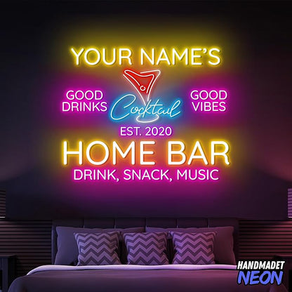 Personalized Cocktail Neon Sign Accessories, Custom Home Bar, Parties, Man Cave Decor Led Light, Wall Art Lights Signs Gifts For Friends, Pub Owners, Party Lovers