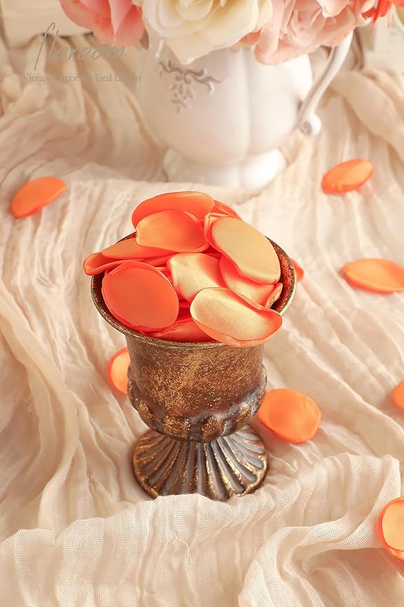 Floroom 300pcs Rose Petals Burnt Orange Faux Silk Flower Petals for Wedding Flower Girl Basket Aisle Scatter Dinner Table Centerpieces Party Confetti Bridal Shower Romantic Night Decoration