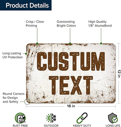 Custom Sign, Custom Street Sign, 11 Font Colors, 13 Font Styles, 4 Hole Options, 22 Sizes, 12x18 Inches, Rust Free DiBound, Fade Resistant, Made in USA by My Sign Center (Rustic)