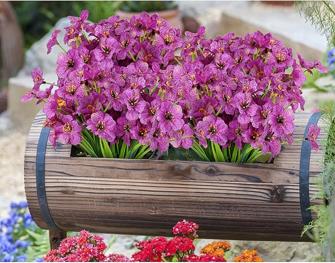 AmyHomie 20 Bundles Artificial Flowers for Outdoor Outside Spring Summer Decoration UV Resistant Faux Flowers No Fade Fake Plastic Plants Garden Porch Window Box Decorating (Purple)