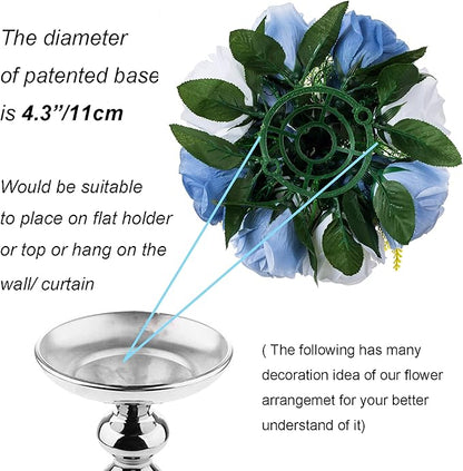 BLOSMON Flower Ball Centerpieces for Table 6 Pcs Fake Rose Centerpiece Flowers Dusty Blue Artificial Silk Floral Arrangement Center Piece Kissing Bouquet for Wedding Party Home Decor