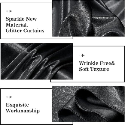 Outpain Thick 10 ft x 10 ft Black Sequin Backdrop Curtain for Parties, Wrinkle Free Glitter Photo Backdrop Drapes 2 Panels 5x10ft Black Back Drop Cloth for Wedding Christmas Photography Background