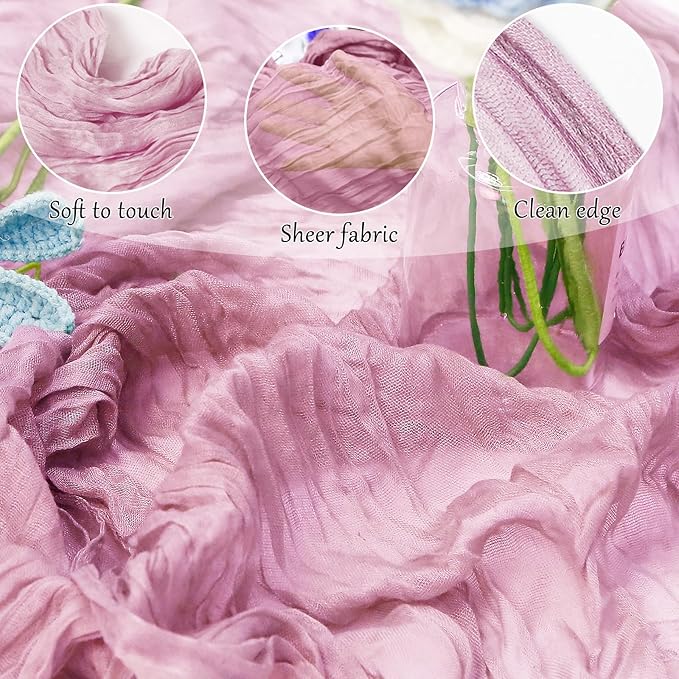 10-Pack Pink Cheesecloth Table Runners – 10FT (35x120 Inch) Boho Rustic Gauze Fabric Cheese Cloth Table Runner for Weddings, Baby Showers, Bridal Shower, Farmhouse & Birthday Party Decor