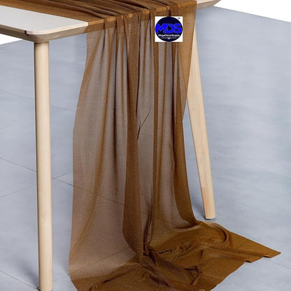 MDS Halloween Chiffon Table Runner - 20 Pack, 29 x 170 Inches, 14ft Each - Sheer Spooky Table Runners for Haunted House Parties, Trick-or-Treat Tables, Witchy Décor, Wedding & Events - Mocha