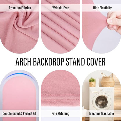 LEBENGURU Upgraded 5FT Wedding Arch Cover, Dusty Pink Spandex Fitted Arch Backdrop Cover, Round Top Chiara Stand Covers for Birthday Party Baby Shower Banquet Balloon Décor