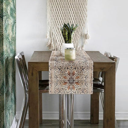Snycler Table Runner Boho Table Runners Vintage Elegant Farmhouse Table Center Linen Decor for Home Dining Party Entrance (13x108 Inch) Boho-Brown