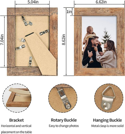 5x7 Picture Frame Set of 4 with High Definition Real Glass, Mixed Color Wood Photo Frames for Desktop Display and Wall Mounting