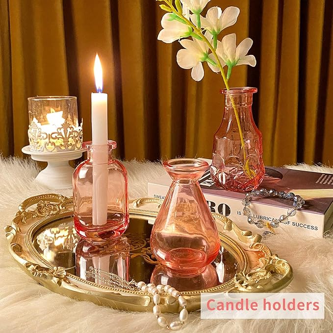 Glass Bud Vases in Bulk Set of 30 Pcs,Small Glass Vases for Flowers as Wedding Centerpieces for Tables,Clear Flower Vases Suitble for Wedding Decorations,Home Decor (Light Pink, 30 pcs)